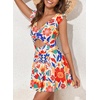image:imageAleumdr Womens One Piece Swimsuit Ruffle Cutout Swimdress Tummy Control V Neck Wrap SwimwearBeige Floral
