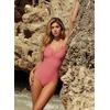 image:imageAleumdr Womens One Piece Swimsuit Striped Tummy Control V Neck Ruffle Trim 2026 Bathing Suit Printed SwimwearRed Plaid