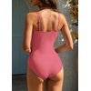 image:imageAleumdr Womens One Piece Swimsuit Striped Tummy Control V Neck Ruffle Trim 2026 Bathing Suit Printed SwimwearRed Plaid