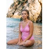 image:imageAleumdr Womens One Piece Swimsuit Striped Tummy Control V Neck Ruffle Trim 2026 Bathing Suit Printed SwimwearRose Stripe