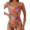 image:imageAleumdr Womens Color Block Print One Piece Swimsuits Athletic Training Swimwear Bathing SuitsMulticolor Floral