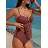 image:imageAleumdr Womens Tankini Bathing Suits Bandeau 2 Piece Swimsuits Shell Swim Tank Top with High Waisted BottomCinnamon
