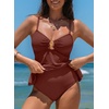 image:imageAleumdr Womens Tankini Bathing Suits Bandeau 2 Piece Swimsuits Shell Swim Tank Top with High Waisted BottomCinnamon