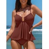image:imageAleumdr Womens Tankini Bathing Suits Bandeau 2 Piece Swimsuits Shell Swim Tank Top with High Waisted BottomCinnamon