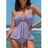 image:imageAleumdr Womens Tankini Bathing Suits Bandeau 2 Piece Swimsuits Shell Swim Tank Top with High Waisted BottomOrchid Petal