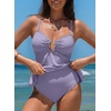 image:imageAleumdr Womens Tankini Bathing Suits Bandeau 2 Piece Swimsuits Shell Swim Tank Top with High Waisted BottomOrchid Petal