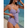 image:imageAleumdr Womens Tankini Bathing Suits Bandeau 2 Piece Swimsuits Shell Swim Tank Top with High Waisted BottomOrchid Petal