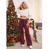image:imageAleumdr Women High Waisted Drawstring Wide Leg Cargo Pants 2026 Trendy Casual Baggy Joggers Pants with PocketsBurgundy Red
