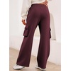 image:imageAleumdr Women High Waisted Drawstring Wide Leg Cargo Pants 2026 Trendy Casual Baggy Joggers Pants with PocketsBurgundy Red