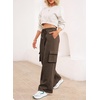 image:imageAleumdr Women High Waisted Drawstring Wide Leg Cargo Pants 2026 Trendy Casual Baggy Joggers Pants with PocketsCoffee