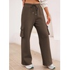 image:imageAleumdr Women High Waisted Drawstring Wide Leg Cargo Pants 2026 Trendy Casual Baggy Joggers Pants with PocketsCoffee