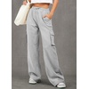 image:imageAleumdr Women High Waisted Drawstring Wide Leg Cargo Pants 2026 Trendy Casual Baggy Joggers Pants with PocketsGray