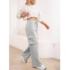 image:imageAleumdr Women High Waisted Drawstring Wide Leg Cargo Pants 2026 Trendy Casual Baggy Joggers Pants with PocketsGray