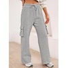 image:imageAleumdr Women High Waisted Drawstring Wide Leg Cargo Pants 2026 Trendy Casual Baggy Joggers Pants with PocketsGray