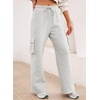 image:imageAleumdr Women High Waisted Drawstring Wide Leg Cargo Pants 2026 Trendy Casual Baggy Joggers Pants with PocketsLight Grey