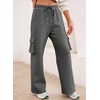 image:imageAleumdr Women High Waisted Drawstring Wide Leg Cargo Pants 2026 Trendy Casual Baggy Joggers Pants with PocketsMedium Grey
