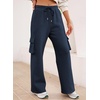 image:imageAleumdr Women High Waisted Drawstring Wide Leg Cargo Pants 2026 Trendy Casual Baggy Joggers Pants with PocketsNavy Blue