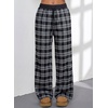 image:imageAleumdr Womens Wide Leg Sweatpants with Pockets Plaid Lounge Pants High Waisted Baggy Pants Drawstring Casual PantsA1 Black