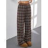 image:imageAleumdr Womens Wide Leg Sweatpants with Pockets Plaid Lounge Pants High Waisted Baggy Pants Drawstring Casual PantsA3 Brown