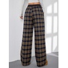 image:imageAleumdr Womens Wide Leg Sweatpants with Pockets Plaid Lounge Pants High Waisted Baggy Pants Drawstring Casual PantsA4 Yellow