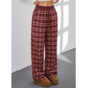 image:imageAleumdr Womens Wide Leg Sweatpants with Pockets Plaid Lounge Pants High Waisted Baggy Pants Drawstring Casual PantsA5 Red