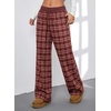image:imageAleumdr Womens Wide Leg Sweatpants with Pockets Plaid Lounge Pants High Waisted Baggy Pants Drawstring Casual PantsA5 Red