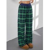 image:imageAleumdr Womens Wide Leg Sweatpants with Pockets Plaid Lounge Pants High Waisted Baggy Pants Drawstring Casual PantsA6 Green