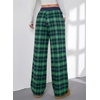 image:imageAleumdr Womens Wide Leg Sweatpants with Pockets Plaid Lounge Pants High Waisted Baggy Pants Drawstring Casual PantsA6 Green