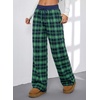 image:imageAleumdr Womens Wide Leg Sweatpants with Pockets Plaid Lounge Pants High Waisted Baggy Pants Drawstring Casual PantsA6 Green