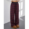 image:imageAleumdr Womens Wide Leg Sweatpants with Pockets Plaid Lounge Pants High Waisted Baggy Pants Drawstring Casual PantsA7 Red Blue