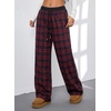 image:imageAleumdr Womens Wide Leg Sweatpants with Pockets Plaid Lounge Pants High Waisted Baggy Pants Drawstring Casual PantsA7 Red Blue