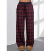 image:imageAleumdr Womens Wide Leg Sweatpants with Pockets Plaid Lounge Pants High Waisted Baggy Pants Drawstring Casual PantsA7 Red Blue