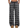 image:imageAleumdr Womens Wide Leg Sweatpants with Pockets Plaid Lounge Pants High Waisted Baggy Pants Drawstring Casual PantsA1 Black