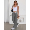 image:imageAleumdr Womens Casual Pants Wide Leg Sweatpants with Pockets Elastic High Waisted Lounge Pants Loose Baggy PantsA1 Black Stripe
