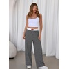 image:imageAleumdr Womens Casual Pants Wide Leg Sweatpants with Pockets Elastic High Waisted Lounge Pants Loose Baggy PantsA1 Black Stripe