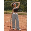 image:imageAleumdr Womens Casual Pants Wide Leg Sweatpants with Pockets Elastic High Waisted Lounge Pants Loose Baggy PantsA4 Black Plaid