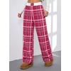 image:imageAleumdr Womens Casual Pants Wide Leg Sweatpants with Pockets Elastic High Waisted Lounge Pants Loose Baggy PantsA6 Rose Red