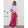 image:imageAleumdr Womens Casual Pants Wide Leg Sweatpants with Pockets Elastic High Waisted Lounge Pants Loose Baggy PantsA6 Rose Red