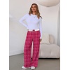 image:imageAleumdr Womens Casual Pants Wide Leg Sweatpants with Pockets Elastic High Waisted Lounge Pants Loose Baggy PantsA6 Rose Red