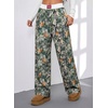 image:imageAleumdr Womens Casual Pants Wide Leg Sweatpants with Pockets Elastic High Waisted Lounge Pants Loose Baggy PantsA7 Dark Maple Leaf