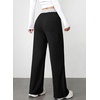 image:imageAleumdr Womens Color Block Ribbed Lounge Pants with Pockets Casual Wide Leg Comfy Hight Waisted Knit Pajama PantsA Black
