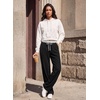image:imageAleumdr Womens Color Block Ribbed Lounge Pants with Pockets Casual Wide Leg Comfy Hight Waisted Knit Pajama PantsA Black