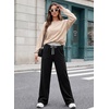 image:imageAleumdr Womens Color Block Ribbed Lounge Pants with Pockets Casual Wide Leg Comfy Hight Waisted Knit Pajama PantsA Black