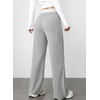 image:imageAleumdr Womens Color Block Ribbed Lounge Pants with Pockets Casual Wide Leg Comfy Hight Waisted Knit Pajama PantsA Light Grey