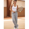 image:imageAleumdr Womens Color Block Ribbed Lounge Pants with Pockets Casual Wide Leg Comfy Hight Waisted Knit Pajama PantsA Light Grey
