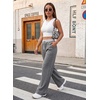 image:imageAleumdr Womens Color Block Ribbed Lounge Pants with Pockets Casual Wide Leg Comfy Hight Waisted Knit Pajama PantsMedium Grey