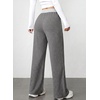 image:imageAleumdr Womens Color Block Ribbed Lounge Pants with Pockets Casual Wide Leg Comfy Hight Waisted Knit Pajama PantsMedium Grey