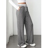 image:imageAleumdr Womens Color Block Ribbed Lounge Pants with Pockets Casual Wide Leg Comfy Hight Waisted Knit Pajama PantsMedium Grey