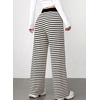 image:imageAleumdr Womens Striped Lounge Pants Casual Fall Ribbed Pajama Pants High Waisted Wide Leg Sweatpants with PocketsBeige Black