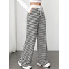 image:imageAleumdr Womens Striped Lounge Pants Casual Fall Ribbed Pajama Pants High Waisted Wide Leg Sweatpants with PocketsBlack White
